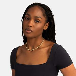 Classic 24K Gold Plated <b>Box</b> <b>Chain</b> Necklace Unisex Everyday Wear - Product Image 3
