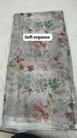 Tissu en organza doux de qualité supérieure avec motifs floraux, élégant et transparent, imprimé de fleurs, pour robes de créateurs et confection de costumes