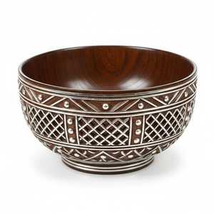 Handmade Wooden Bowl Set 3 with Decorative Stone Inlay Luxury Serving Bowls for Home Decor - Product Image 4