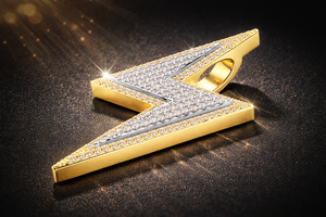 Custom Bling Lightning Bolt <b>Solid</b> <b>Gold</b> Iced Lab Grown Diamond Vintage Style Hip Hop <b>Pendant</b> Fine Jewelry Party Necklace Charms - Product Image 3