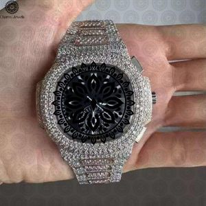 Charm Jewells Men's Stainless Steel Diamond Encrusted Analog Mechanical Watch 40mm Case Luxury Fashion <b>Chronograph</b> 10 Bar Water - Product Image 2