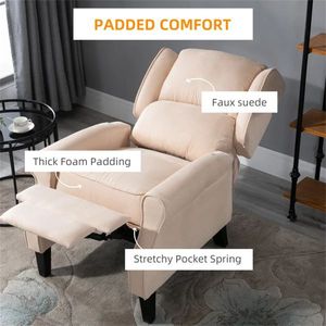 Poltrona Reclinabile Singola Bianco Crema con Massaggio a Vibrazione, Riscaldamento, Ricarica USB, Design Elettrico Estensibile e Reclinabile Completamente, in Pelle - Product Image 5