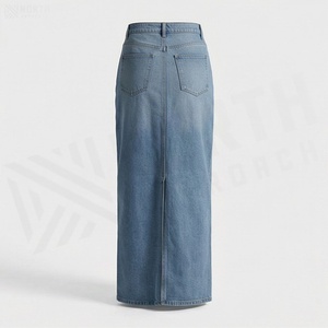 Falda Lápiz de Mezclilla de Cintura Alta con Abertura Frontal, Larga hasta el Suelo, Estilo Minimalista para Mujer, para Todas las Temporadas - Product Image 2