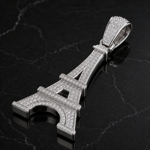 A unique eiffel tower pendant charm bail 925 sterling silver unisex pendant moissanite diamonds premium look diamond <b>tester</b> pass - Product Image 4
