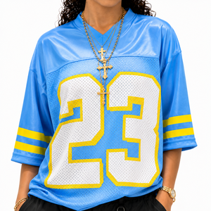 Camiseta de fútbol americano personalizada, estilo cropped de malla, oversize, streetwear, ropa deportiva para parejas, venta al por mayor - Product Image 4
