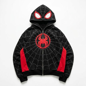 Sudadera con capucha con cremallera de Miles Morales Spider-Man, diseño Spider-Verse, forro polar ecológico de 350 g, chaqueta de superhéroe estilo streetwear, regalo para fanáticos de los videojuegos - Product Image 1