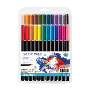 Rotuladores de Doble Punta de Alta Calidad, 48 Colores, Punta Fina de Fieltro, Tinta a Base de Agua, Colores Mezclables, para Arte, Diseño y Cómics, Set de Taiwán, EN 71-3 - Product Image 1