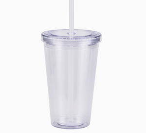 Vaso de plástico de doble pared con tapa, 16 oz, cuerpo recto, impresión disponible, colores y logotipos personalizables. - Product Image 5