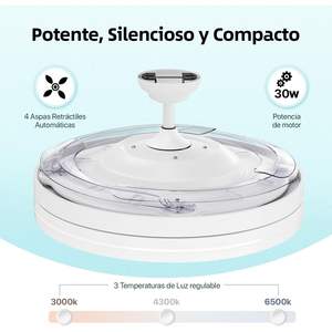 Ventilador de Techo LED de 50 cm con Control Remoto y Aplicación, Motor DC, 66 W 8280 LM, Temporizador, 6 Velocidades, 4 Aspas Retráctiles, 3 - Product Image 4