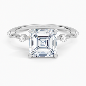 Bague SOJ 010 en argent 925 plaqué rhodium, sertie pavé de moissanite taille Asscher, 2 carats, couleur D, clarté VVS1, pour fiançailles et mariage - Product Image 1
