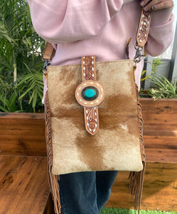 Hot Sale Trendy Hand Tooled Genuine Leather Crossbody Bag Cowgirl Style <b>Large</b> Capacity Western Cowhide Shoulder Fringes Purse - Product Image 2