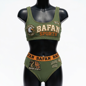 Conjunto de Bikini de Dos Piezas para Mujer, Tela Elástica de Poliéster y Spandex de 200 GSM, Color Verde Oliva, Traje de Baño con Logotipo Personalizado - Product Image 5