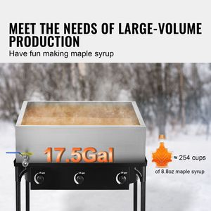Pentola Industriale da 17,5 Galloni con Evaporatore Piatto e 1 Valvola per 3 Metodi di Riscaldamento, Capacità 254 Tazze da 8,8 oz per Sciroppo d'Acero - Product Image 2