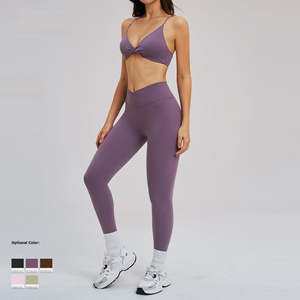 V Neck Brushed Sports Bra for Women Spaghetti Strap Backless Yoga Bra for Gym Stretching and Everyday Comfort - Product Image 2