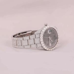 Reloj de Lujo Clásico Cuadrado de Cuarzo con Diamantes para Hombre, VVS Moissanite, Esfera Romana, Estilo Hip Hop Personalizado con Fecha - Product Image 3