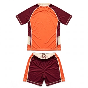 Ensemble de maillots de volley-ball unisexe AMKOOR orange et bordeaux, imprimé par sublimation, en polyester respirant, uniforme adulte, détection par aiguille - Product Image 2