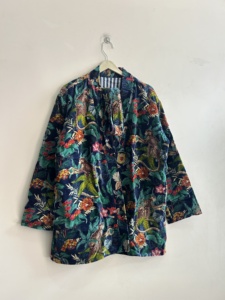 Robe kimono bohème en velours de coton indien, peignoir imprimé animal - Product Image 4