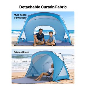Tenda da Spiaggia per 6 Persone con Protezione UPF 50+, Borsa per il Trasporto, Tasche per la Sabbia, Leggera, Estiva - Product Image 5