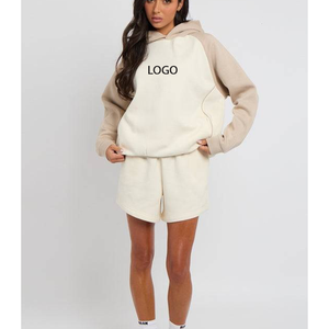 2026 French Terry Pullover Hoodie Shorts <b>Set</b> Print Embroidered Logo Custom Color Size Raglan Sleeve Women Basketball Uniform - Product Image 5