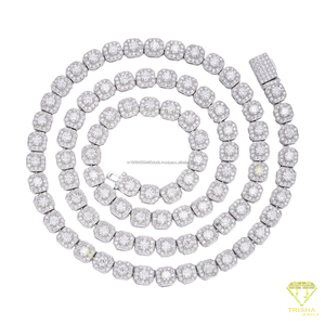 Collar de cadena de tenis geométrico con eslabones de piedra estilo cojín y engaste brillante, joyería elegante para mujer, para compradores mayoristas - Product Image 5