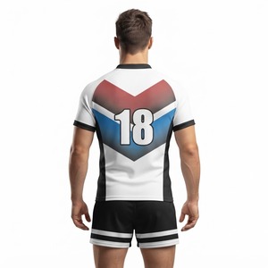 Conjunto de Camiseta y Pantalones Cortos de Rugby Personalizados, Sublimación Completa, Transpirable, Secado Rápido, Ropa Deportiva para Clubes, Ligas, Uniones de Rugby, Partidos, Competiciones, OEM - Product Image 2