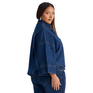 Women's Oversized Denim <b>Shirt</b> Long Sleeve Button Front Loose Fit Jean Tops Custom Twin City Wholesale Supplier Factory Fashion - Product Image 2