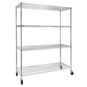 Adjustable 4-Tier Steel <b>Wire</b> Shelving Unit with 4\" Wheels Easy-to-Move Storage <b>Rack</b> - Product Image 6