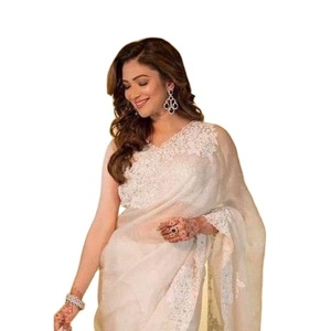 Nouvelle tendance cordon séquence Saree tenue Unique séquence brodé travail Saree sur Organza avec chemisier de travail lourd - Product Image 1