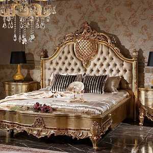 Hand Made Hand Curved King Size Solid Wood Bedroom Set Tufted Upholstered Headboard Modern Luxury Elegant Royal Classic Design - Product Image 1