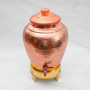 Dispensador de agua de cobre puro de alta calidad, artesanal y tradicional, con grifo de larga duración para uso ayurvédico, de proveedor indio. - Product Image 4