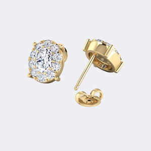 0.95CTW โอวัล ฮาโล พรอง คลัสเตอร์ สตั๊ด - Product Image 6
