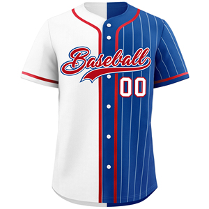 Custom <b>Baseball</b> Jersey Men's Short Sleeve Striped Blue White Sublimated Print Breathable Moisture Wicking Regular Fit Adult - Product Image 4
