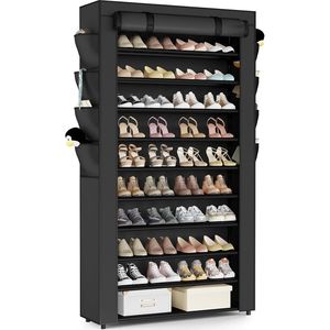 Scarpiera Alta a 10+1 Ripiani con Copertura, Capacità 50-55 Paia di Scarpe - Product Image 1