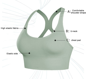 Soutien-gorge de sport confortable et sans coutures pour femme avec logo frontal, extensible dans quatre directions, respirant et écologique - Product Image 3