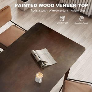 Mesa de Comedor Rectangular Moderna de Mediados de Siglo de 47.2 Pulgadas para 4 Personas, Mesa de Cocina de Caoba con Estructura de Madera de Caucho para Comedor - Product Image 6