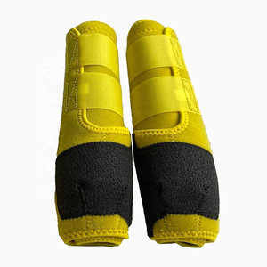 Bottes de protection de luxe jaunes pour chevaux, en tissu maillé respirant et durable, couleur unie, avec soutien des jambes pour l'équitation (type 'Flies Boot') - Product Image 1