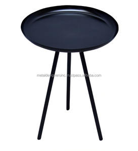 Ensemble de 3 tables d'appoint modernes rondes en cuivre, or et noir avec 3 pieds au design émaillé pour une décoration unique de meubles de salon - Product Image 5
