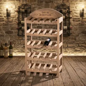 Porte-vin en bois massif pour 20 bouteilles, organisateur de rangement autoportant, présentoir moderne, meuble de maison - Product Image 2