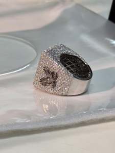 Anillo de Diamantes Cultivados en Laboratorio en Blanco y Negro Personalizado, Anillo de Campeonato de Plata de Ley 925 para Hombre, Anillo de Moda Hip Hop - Product Image 6
