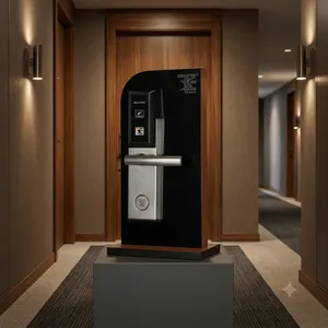 Serrure de porte électronique intelligente TES 302 SSB Silver Smart Hotel Lock, finition noire, RFID, pour hôtels, complexes hôteliers, chambres d'hôtes - Product Image 2