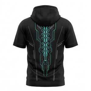 Premium 350grams Heavyweight <b>Short</b> <b>Sleeve</b> Regular Fit <b>Hoodie</b> <b>Men</b> Custom for Graphic Distressed Raw Hem Streetwear Autumn - Product Image 2