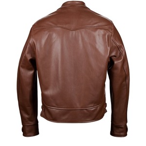 Custom <b>Men's</b> Genuine <b>Leather</b> Cafe Racer <b>Jacket</b> Premium Full Grain <b>Leather</b> Biker Fashion Coat Private Label Manufacturing - Product Image 2