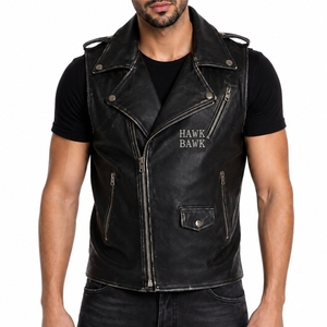 Gilet de motard en cuir véritable sur mesure pour homme – Confort optimal, fabrication robuste, vêtement en cuir personnalisé - Product Image 1