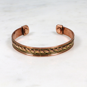 Bracelet magnétique artisanal en laiton et cuivre mélangés, réglable, style bohème ethnique pour femmes - Product Image 3