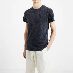 T-shirt décontracté pour homme, coupe ample, effet vintage, en tissu épais, doux et confortable, lavage à l'acide - Product Image 1