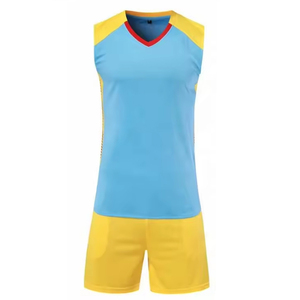 High Quality 100% Polyester Solid Front Quick Dry Breathable Short Sleeve <b>Volleyball</b> Uniform <b>Sets</b> Plus Size Custom Team Name - Product Image 5