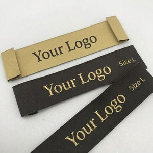 Étiquettes de vêtements tissées personnalisées avec logo, taille XL, en tissu coton, de type rectangulaire, pliées, avec bord coupé à chaud, étiquettes pour vêtements - Product Image 2