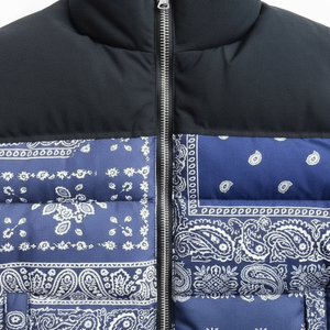 Chaqueta Acolchada Azul para Hombre, con Parches, Cuello Alto, Resistente al Viento, Informal de Invierno, Gruesa, con Relleno de Poliéster, Corte Regular, Cierre de Cremallera - Product Image 3