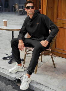 Men’s 2 Piece Jacquard Sweatsuit Set Hoodie Sweatshirt and Jogger Sweatpants Casual <b>Tracksuit</b> Sportswear Outfit - Product Image 5
