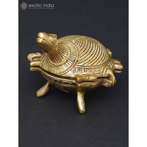 4-Inch Handmade Brass Tortoise <b>Box</b> Feng Shui <b>Decorative</b> <b>Storage</b> <b>Box</b> for Gifting and Vastu Purpose Made in India - Product Image 3